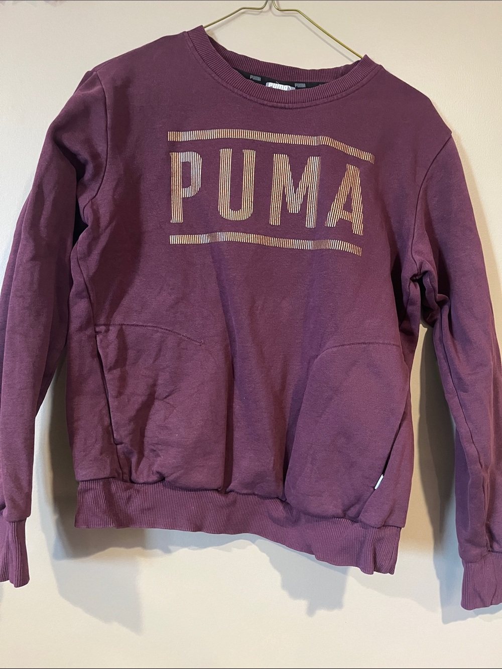 Puma Crewneck Sweatshirt in Plum with Metallic Logo